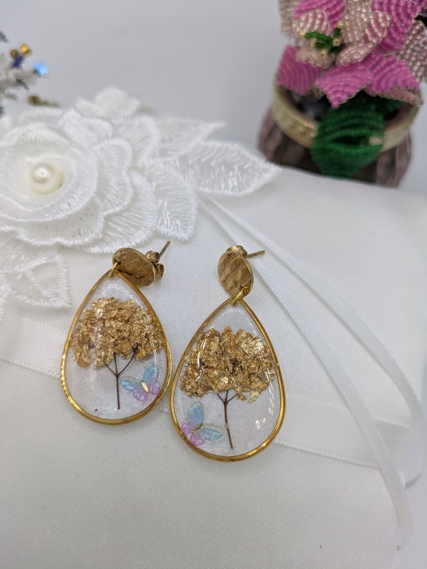 boucle d'oreille arbre de vie doré