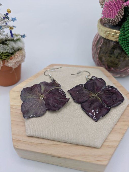 boucle d'oreille hortensia 
